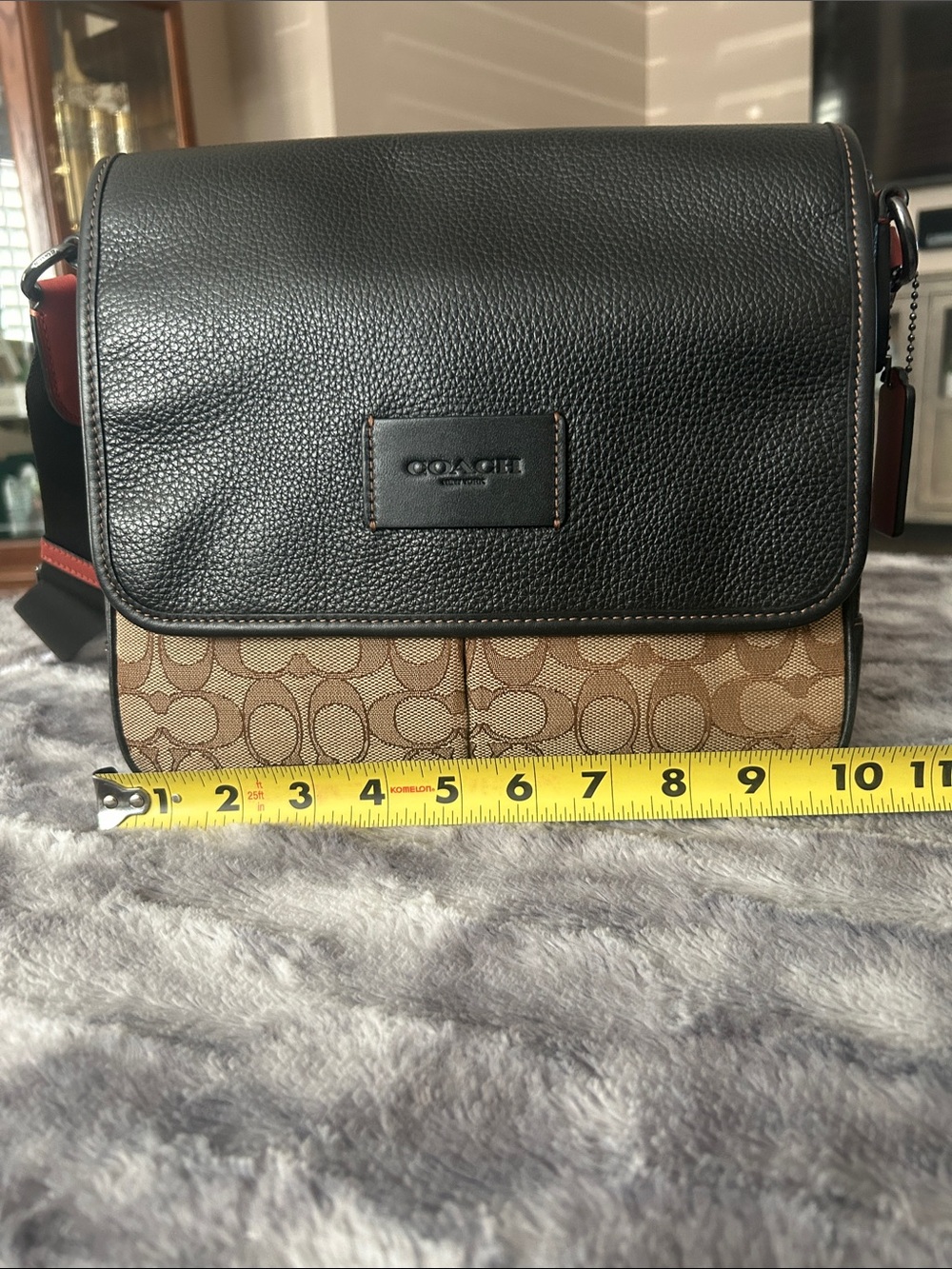 Coach Men’s Signature Canvas and Black Leather Crossbody Bag